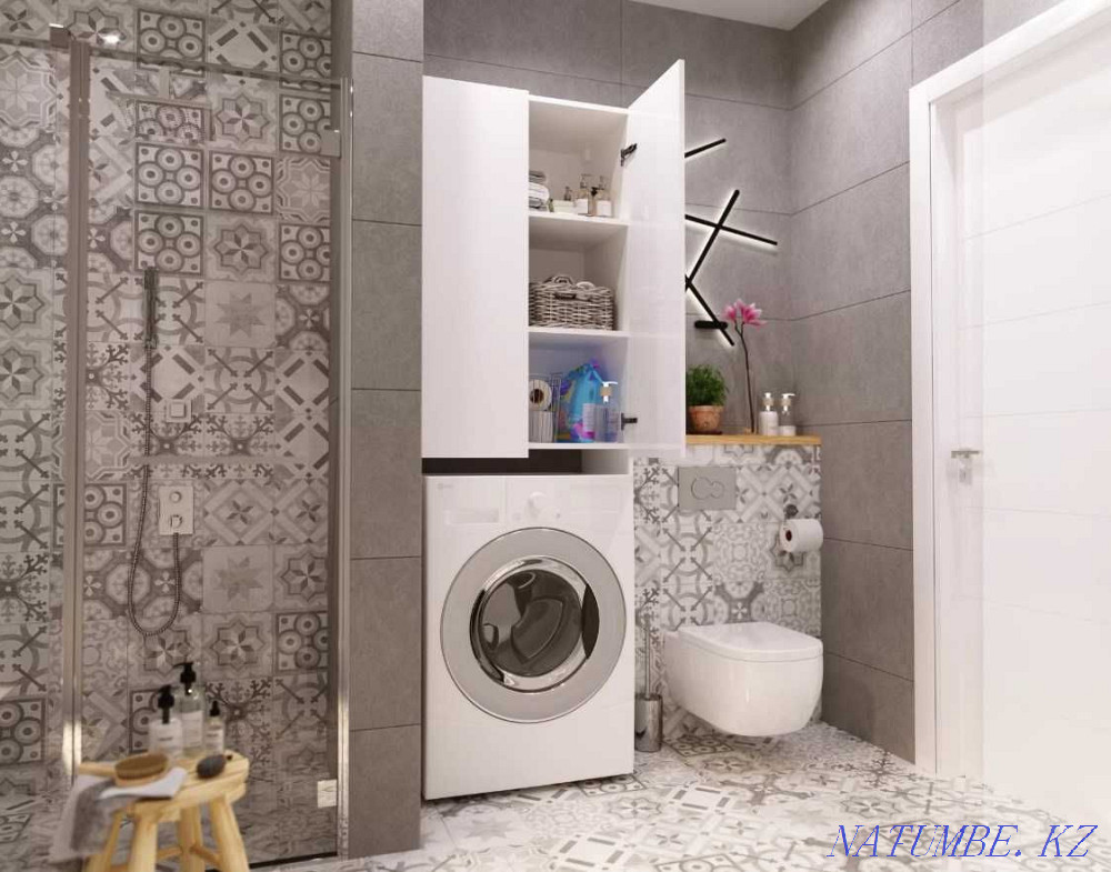 Wardrobe over washing machine Wall 67 2d White gloss Astana - photo 5