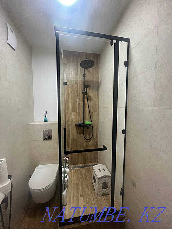 Glass shower cabin, Interior partitions, Mirror, Shower Туздыбастау - photo 3