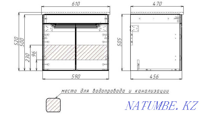 Wall cabinet with sink Optima "60" without box Astana - photo 7