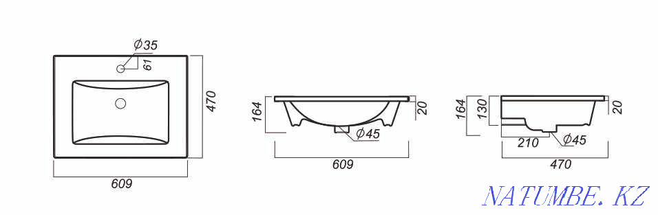 Тумба подвесная с раковиной Optima "60" без ящика Астана - изображение 8