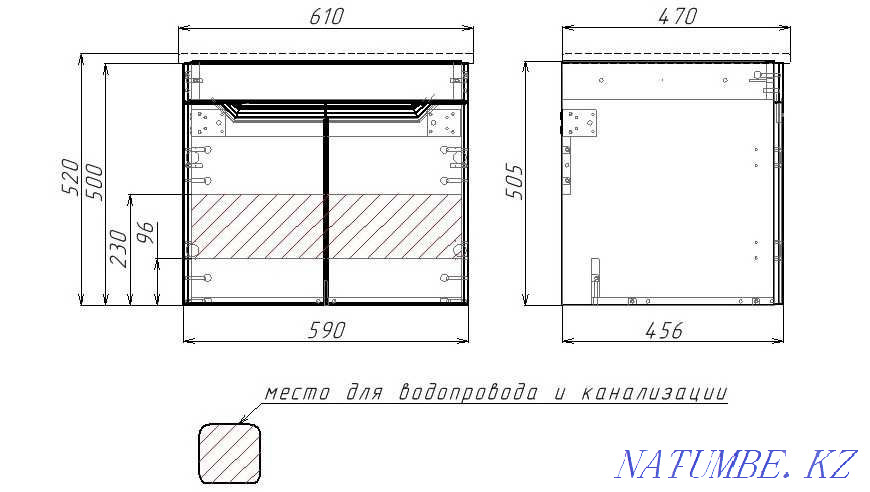 Тумба подвесная с раковиной Optima "60" без ящика Астана - изображение 7