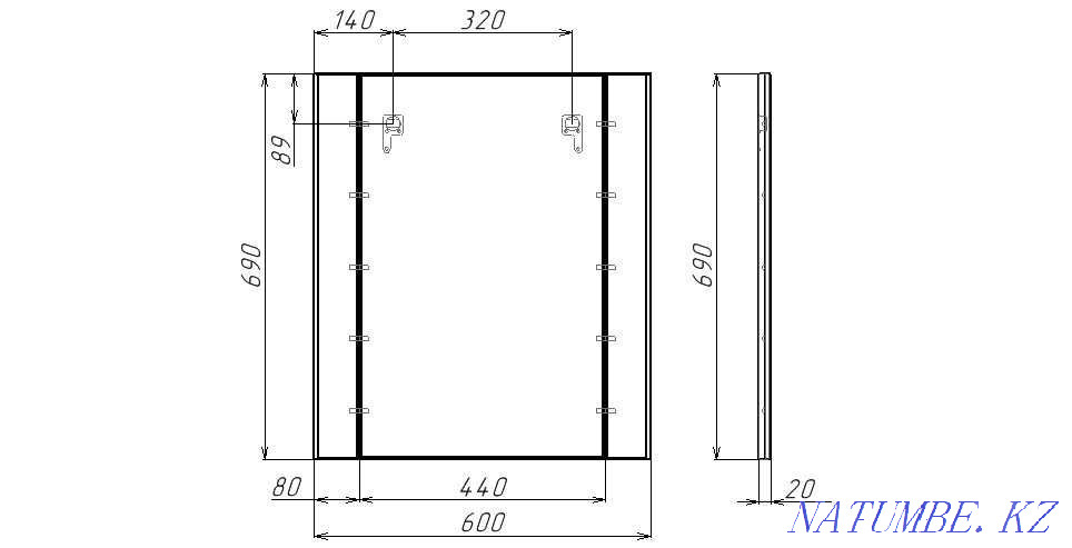 Тумба подвесная с раковиной Optima "60" без ящика Астана - изображение 6
