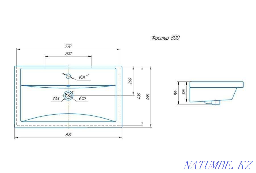 Тумба с раковиной Craft "45,50,60,70,80,100" без ящика Астана - изображение 7