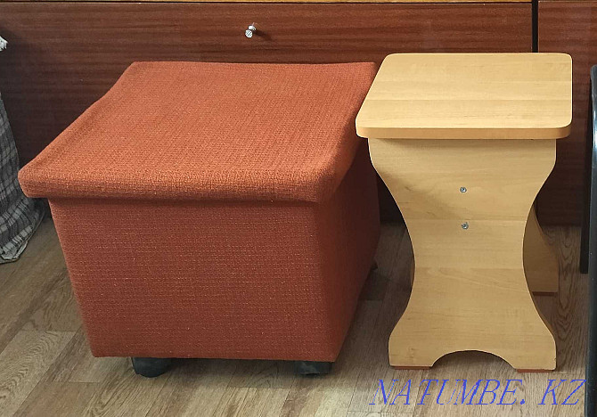 banquette with a box on wheels, a stool, folding wooden chairs Karagandy - photo 1