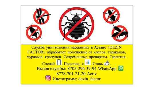 Клопы, мыши, Тараканы , Дезинфекция, бесплатная консультация Astana