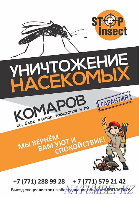 Дезинсекция Дезинфекция Төсек құрттары тарақандар бүргелер Тышқандар егеуқұйрықтар Масалар  Теміртау - изображение 2