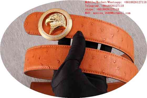Eagle Head Belt Male Ostrich Grain Cowhide Leather Juneau