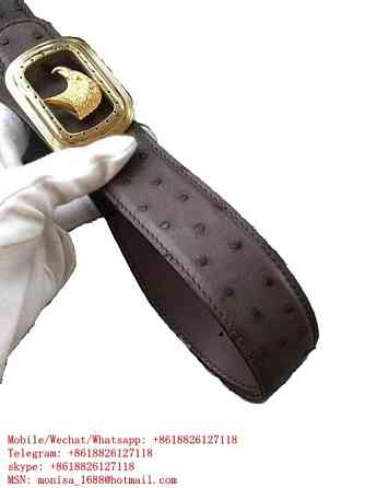 Eagle Head Belt Male Ostrich Grain Cowhide Leather Juneau