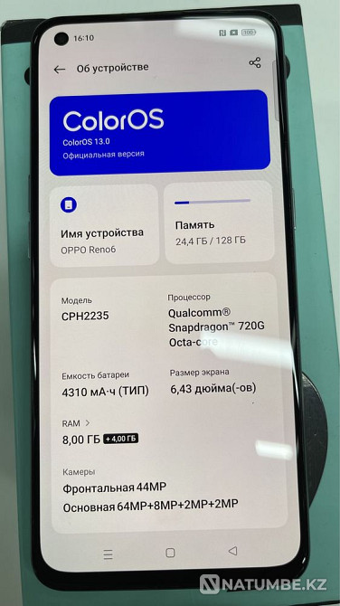 Smartphone OPPO Reno 6 8/128GB Aurora + Free delivery within the city! Almaty - photo 8