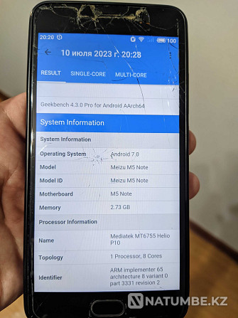 Meizu M5 Note smartphone; 8 cores; 3/32 GB; broken screen Almaty - photo 2