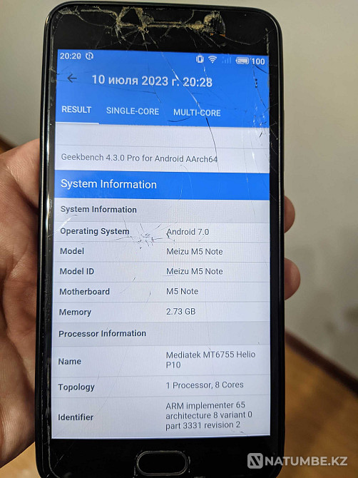 Смартфон Meizu M5 Note; 8 ядер; 3/32 ГБ; разбит экран Алматы - изображение 2