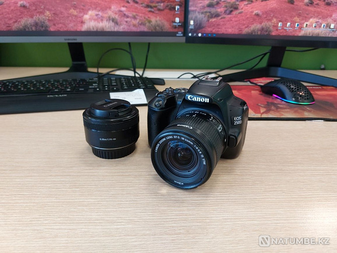 Canon 250d екі линза және екі батарея  Алматы - изображение 1