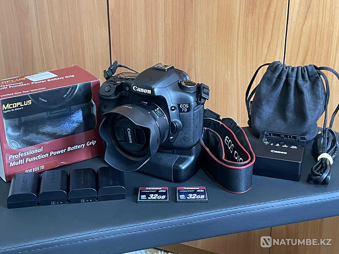 Камера Canon EOS 7D корпусы + Canon EF 50 мм f/1,8 STM + Grip  Алматы - изображение 1