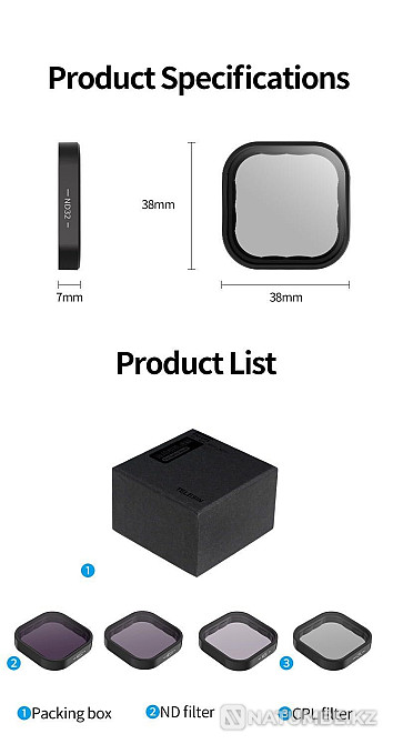 Set of CPL/ND8/ND16/ND32 filters for GoPro1 0/9 Telesin action cameras  - photo 5