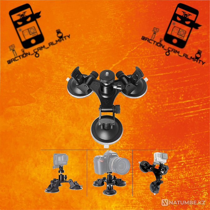 Triple suction cup for all action cameras - GoPro; S.J.C.A.M.; Xiaomi yi; Sony  - photo 1