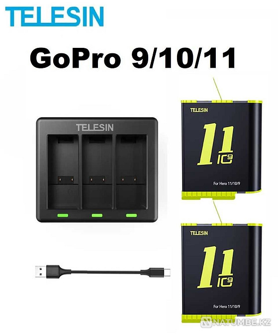 Battery (Accumulator) + charger for Gopro 5 /6 /7 /8 /9 /10/11 TELESIN  - photo 2