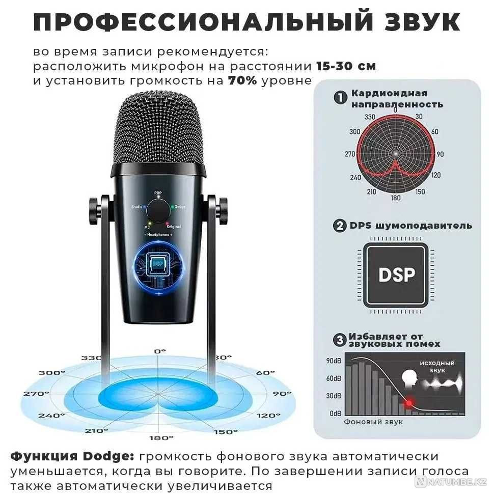Studio microphone; wired; Jmary MC-PW8 for streaming; sound recordings Almaty - photo 3