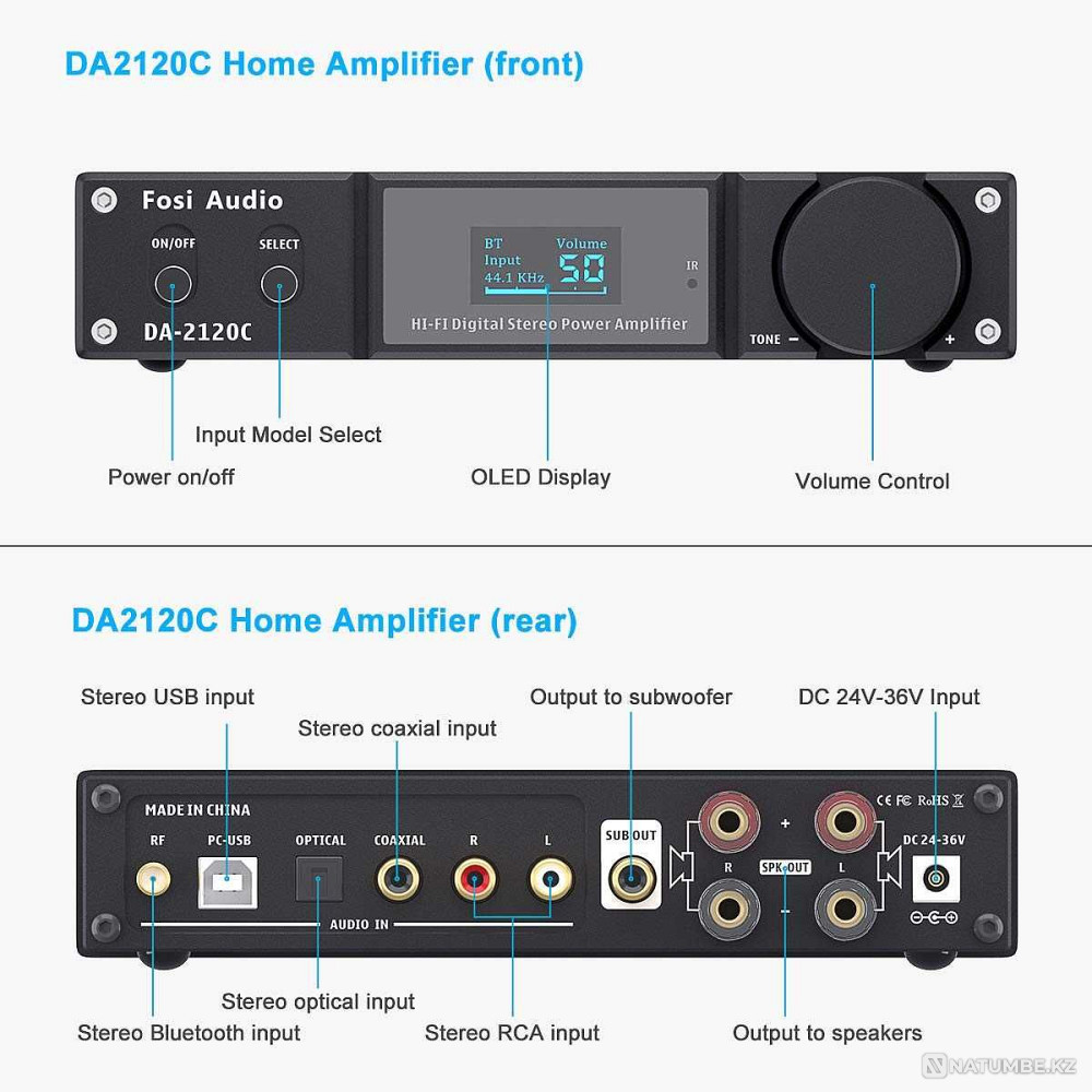 Акустика JVC 90F. 140 W усилитель Fosi Audio DA2120C Bluetooth 240W Алматы - изображение 6