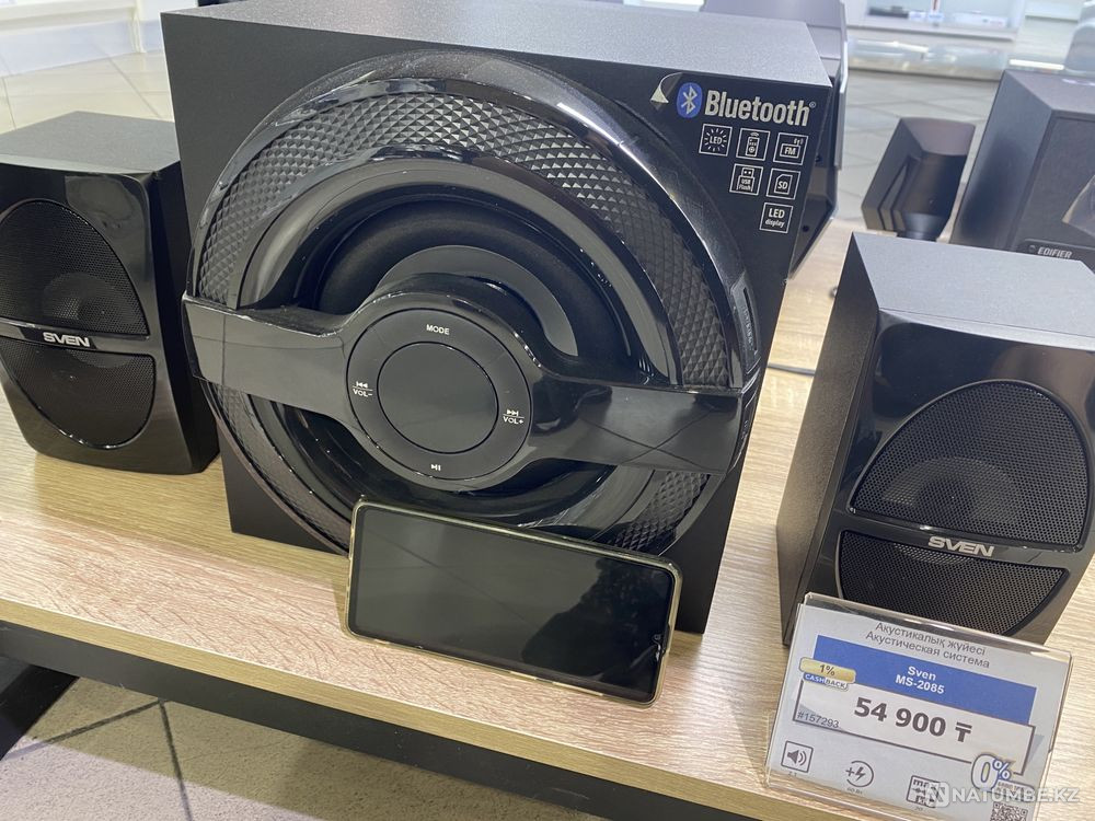 Топовый сабвуфер мощный Sven большой 60watt есть bluetooth и USB Алматы - изображение 2