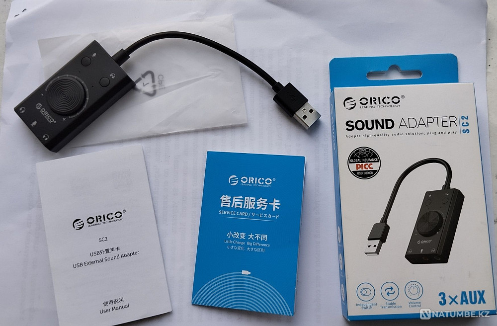Внешняя звуковая карта ; USB ORICO SC2 - BK - EP Алматы - изображение 2