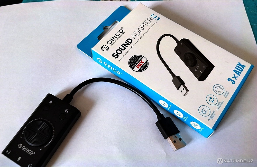 Внешняя звуковая карта ; USB ORICO SC2 - BK - EP Алматы - изображение 3