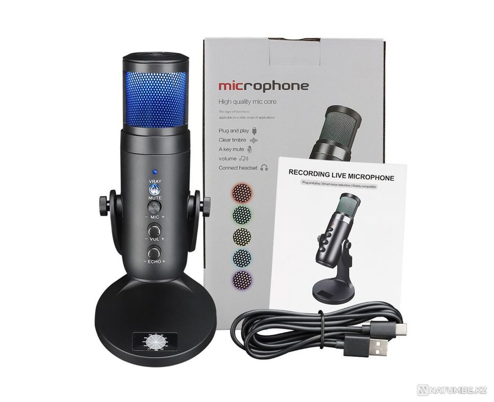 Микрофон для пк с подсветкой Микрофон RGB Алматы - изображение 1