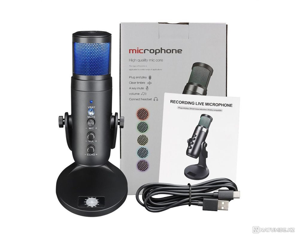 Микрофон с RGB подсветкой Микрофон Алматы - изображение 2