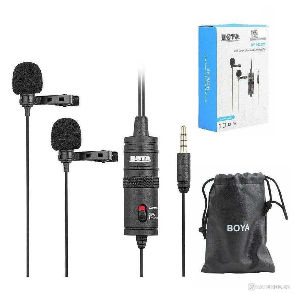 Микрофон BOYA BY-M1DM петличный; Jack 3.5mm; двойной всенаправленный Алматы - изображение 1
