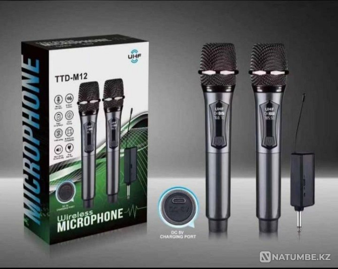 Микрофон Wireless Microphone TTD-M12; Микрафон беспроводной 2 шт. Алматы - изображение 1