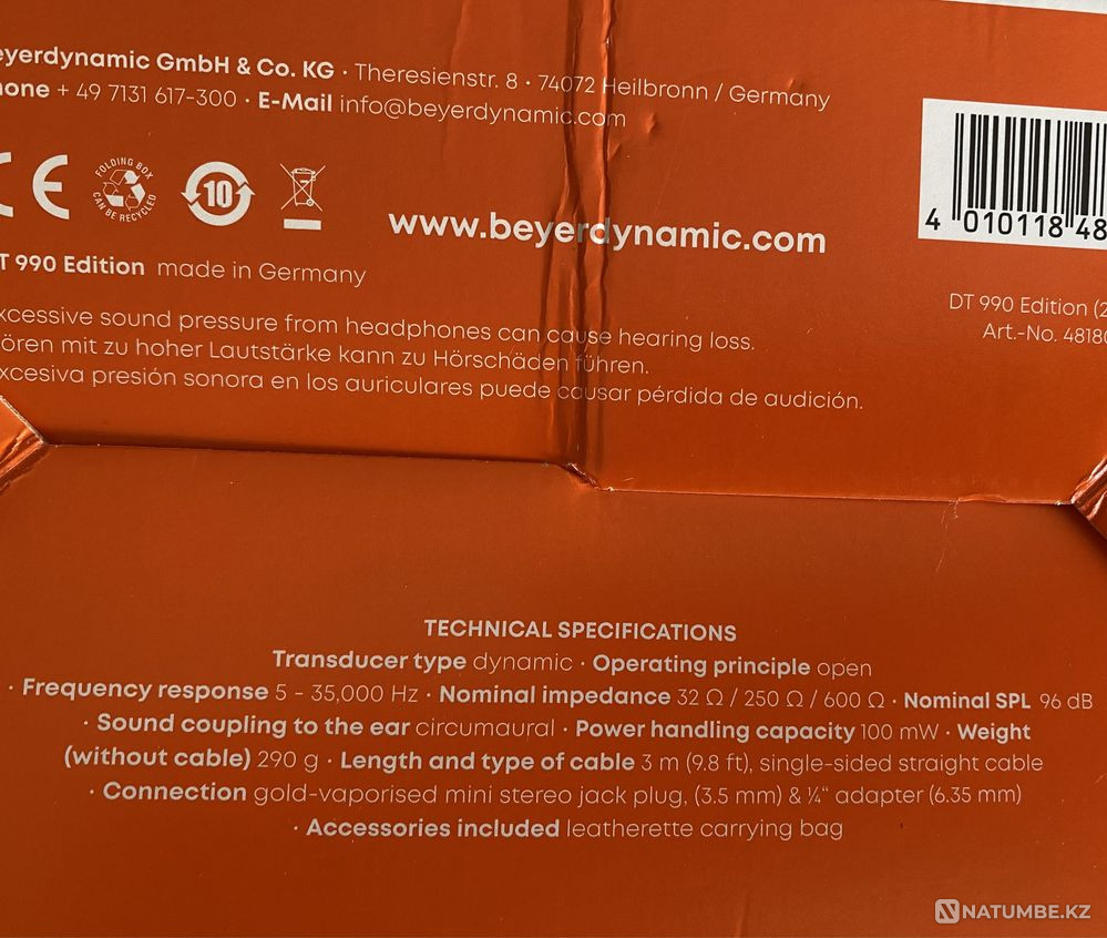 Наушники открытые Beyerdynamic DT990 Edition 250 ohm Алматы - изображение 5