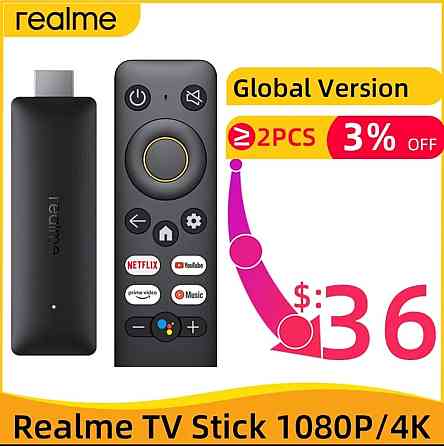 Лучшая TV-приставка 2022г Realme 4K Smart Google TV Stick Алматы