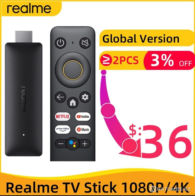 Лучшая TV-приставка 2022г Realme 4K Smart Google TV Stick Алматы - изображение 1