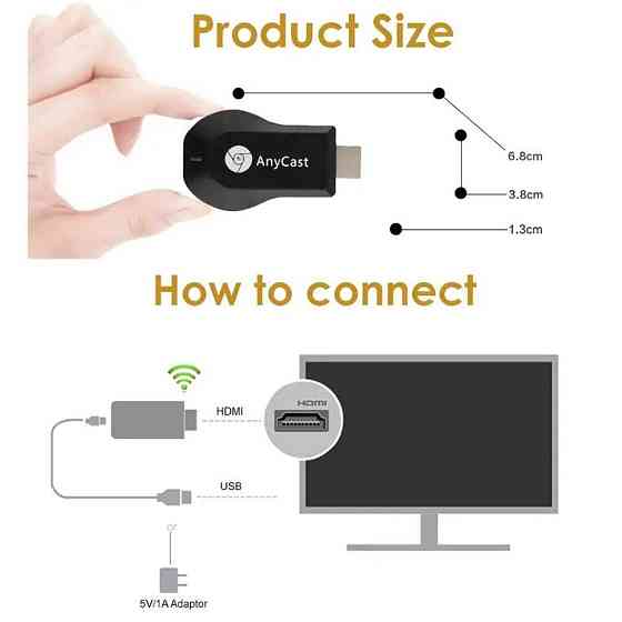 Anycast M9 plus беспроводной HDMI-WiFi адаптер MiraScreen/Miracast Алматы