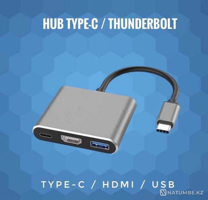 Переходник адаптер HDMi TYPE-C тайп си USB Thunderbolt HUB Алматы - изображение 3