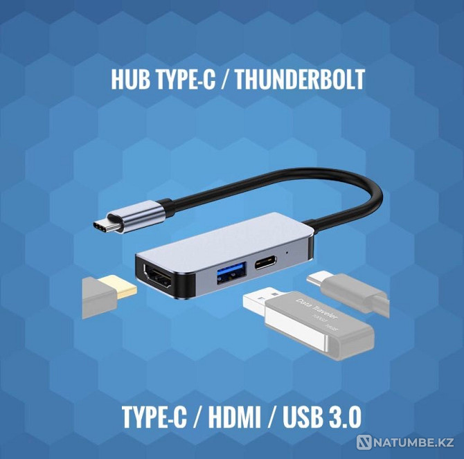 Переходник адаптер HDMi TYPE-C тайп си USB Thunderbolt HUB Алматы - изображение 1