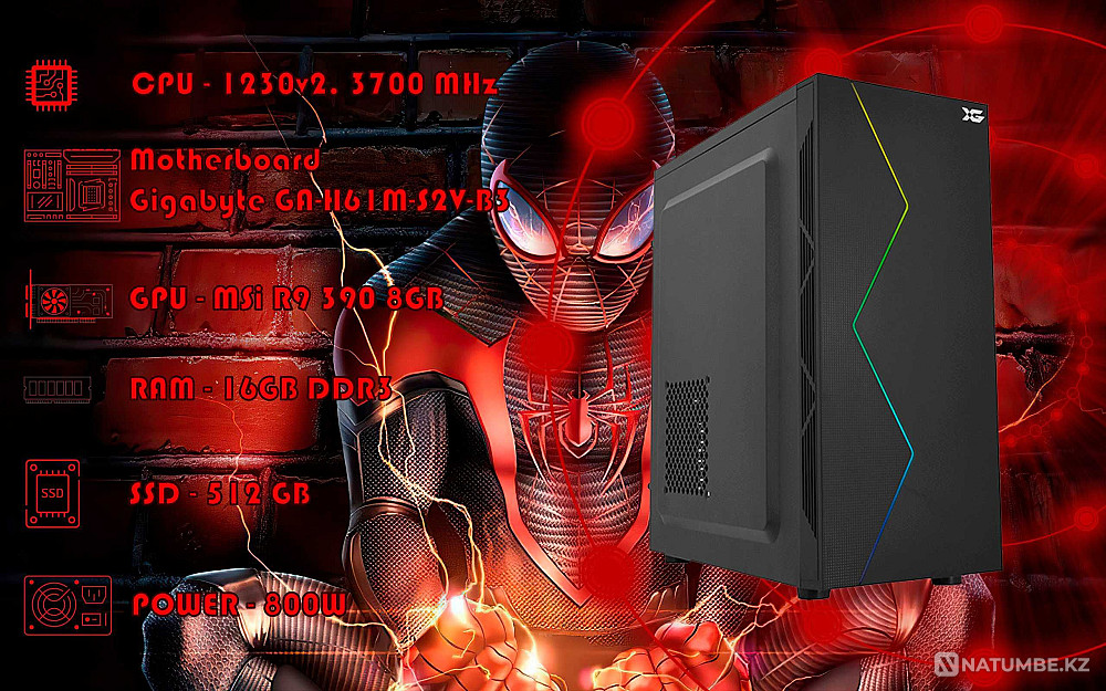 Игровой i7 3770\RAM 16GB\R9 390 8GB\SSD 512GB Алматы - изображение 1