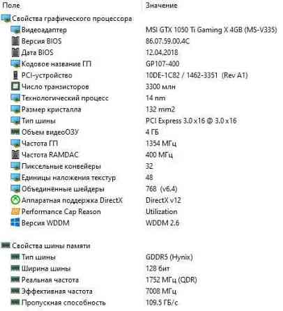 Видеокарта MSI GeForce GTX 1050 Ti GAMING X 4GB Almaty