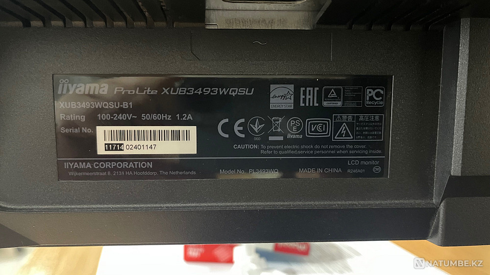 Монитор 34 дюйма; Iiyama XUB3493WQSU-B1 Алматы - изображение 2