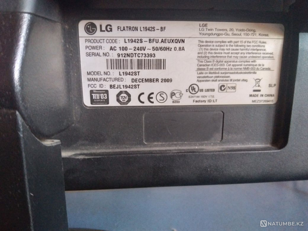 Продаётся монитор LG-FLATRON 2009 года в хорошем состоянии Алматы - изображение 1