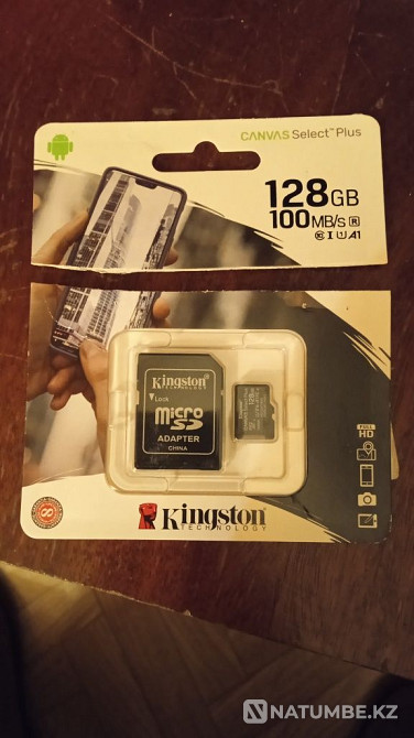Карта памяти SD Kingston 128 Gb с адаптером для компьютера Алматы - изображение 1