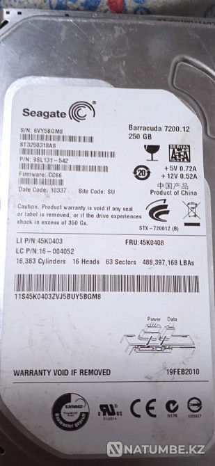 Жесткий диск 250гб Алматы - изображение 3