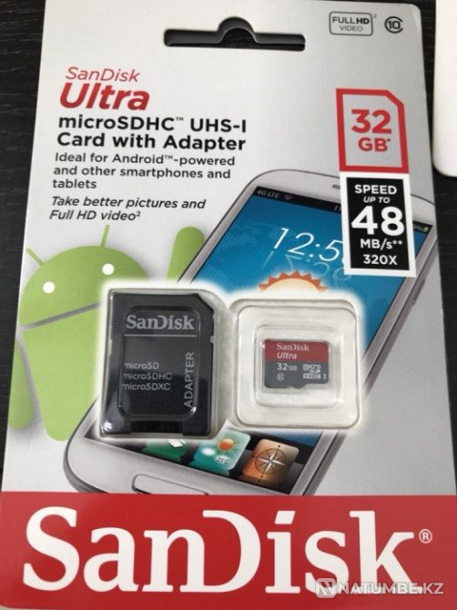 Selling memory card 32 GB; 10 class+ adapter Almaty - photo 3