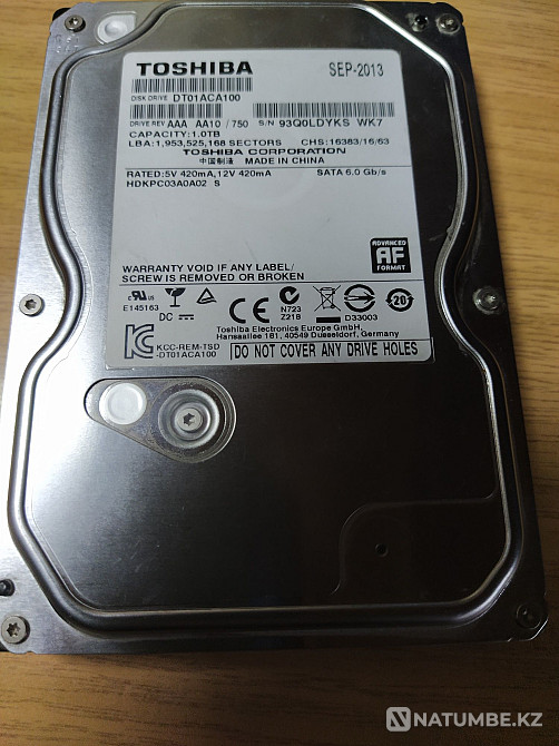 1 terabyte Toshiba hard drive Almaty - photo 1