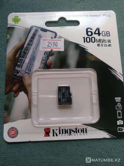 Продам микро карту Kingston 64Gb.Новый на гарантий Алматы - изображение 1