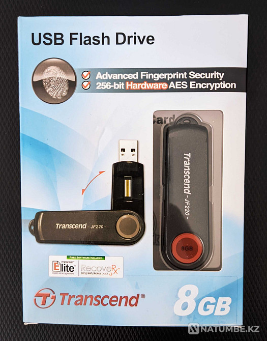 Дактилоскопический USB Flash 8Gb TRANSCEND TS8GJF220 Fingerprint secur Алматы - изображение 1