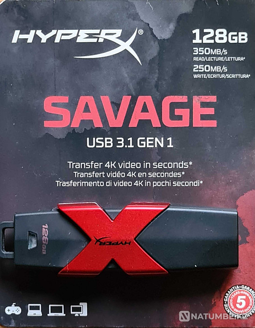Жоғары жылдамдықты USB флэш-дискісі Kingston HyperX Savage 128 ГБ сатылады  Алматы - изображение 1