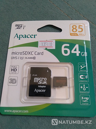 Selling a new Apacer 64Gb micro flash drive with an adapter. Almaty - photo 1