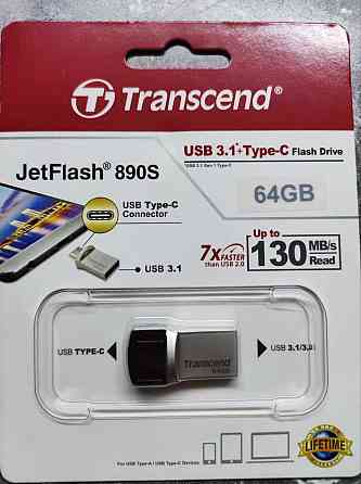 Новая USB Флешка 64Gb Transcend JetFlash 890S; USB 3.1 Алматы