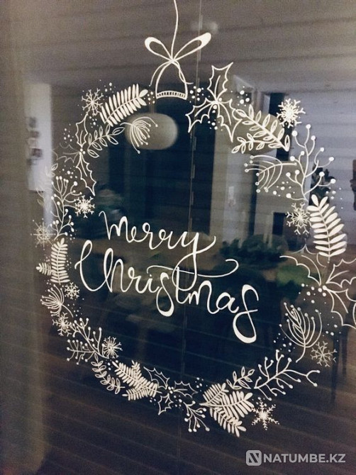 Рисунки на стеклах; новый год; роспись окон  - изображение 2