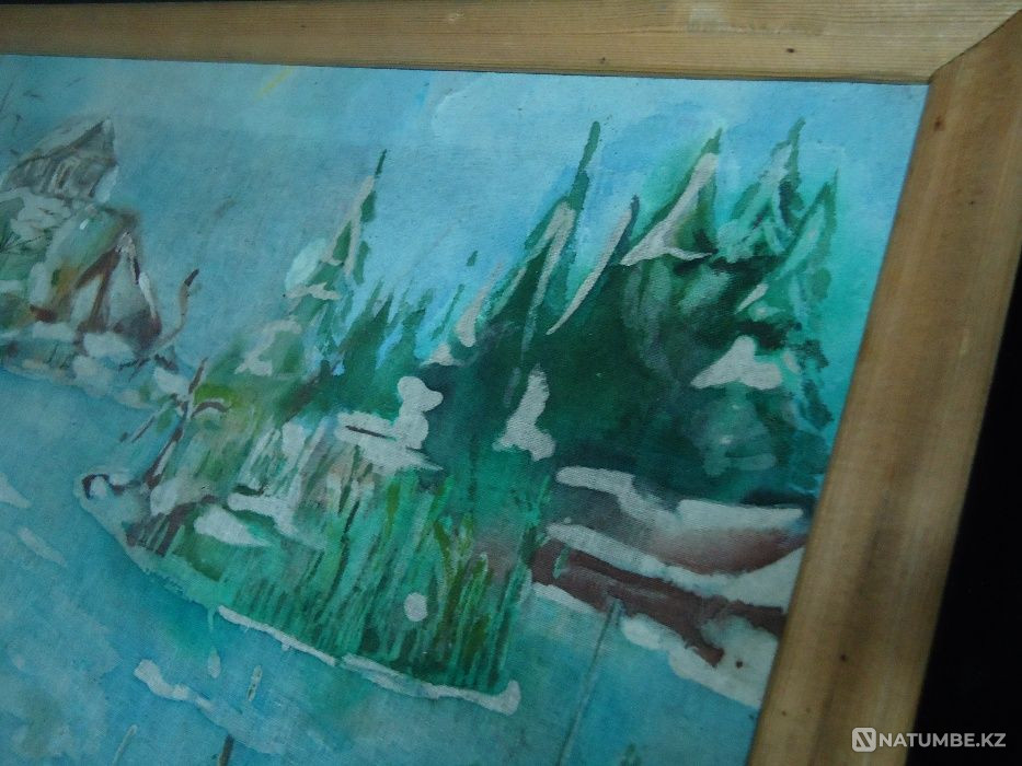 Antique fabric painting in batik style in a wooden frame 50cm by 40  - photo 7